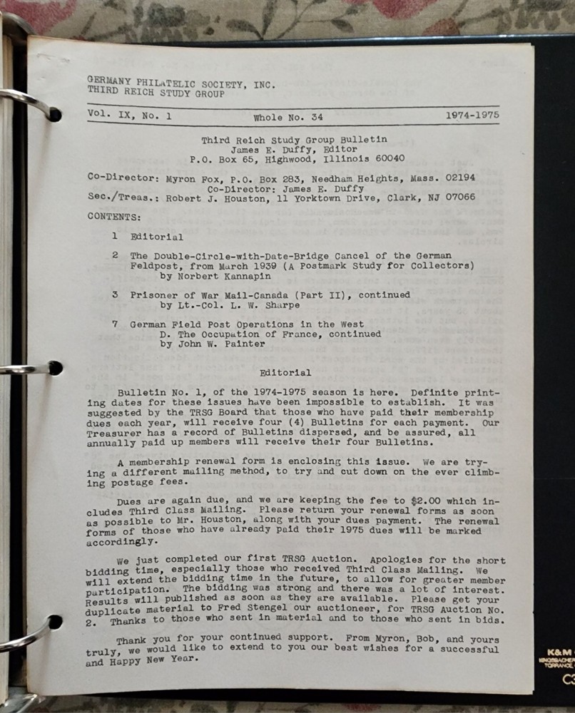 Vintage The Germany Philatelic Society Third Reich Study Group Stamp Collectors