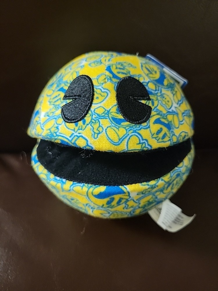Pac Man 4.5" Yellow & Blue Stuffed Ball Plush
