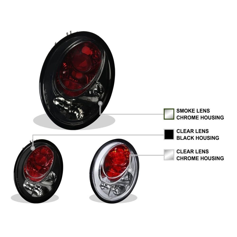 2pcs Clear Tail Light Assembly Left Right for Beetle 1998-2005