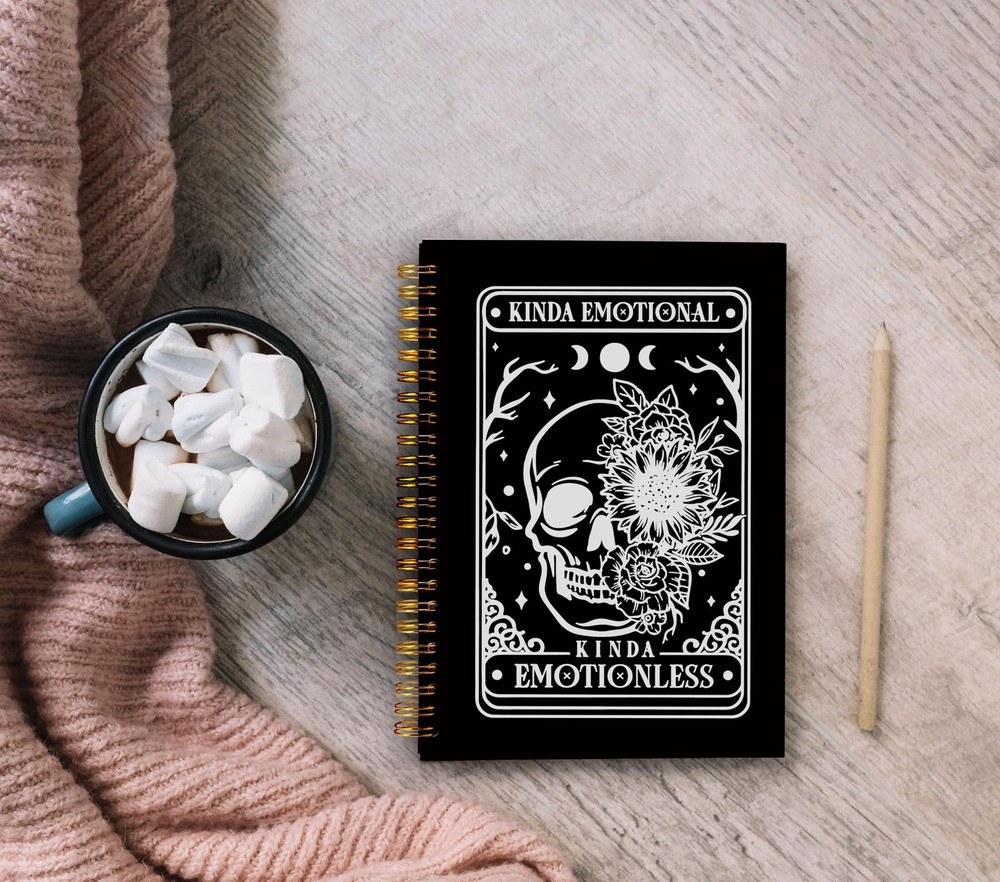 Floral Skull Notebook, Goth Gothic Notebook Journal, Witchy Journal, Goth Off...