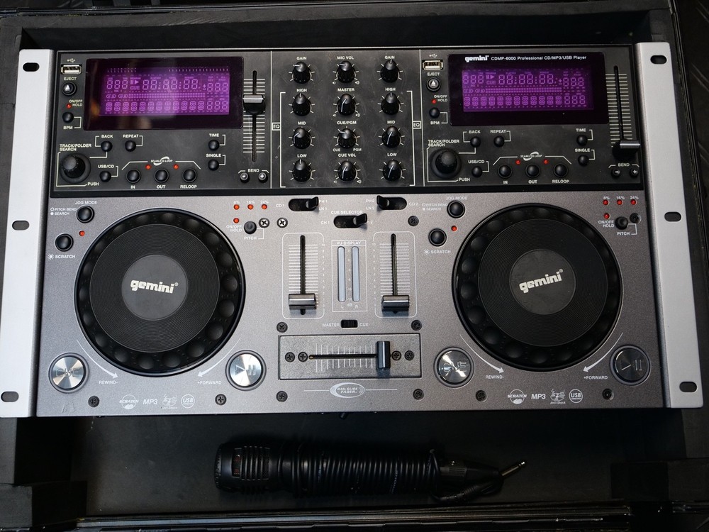 Gemini CDMP-6000 Professional CD/MP3/USB Player Dj Dual Mixer Microphone Case