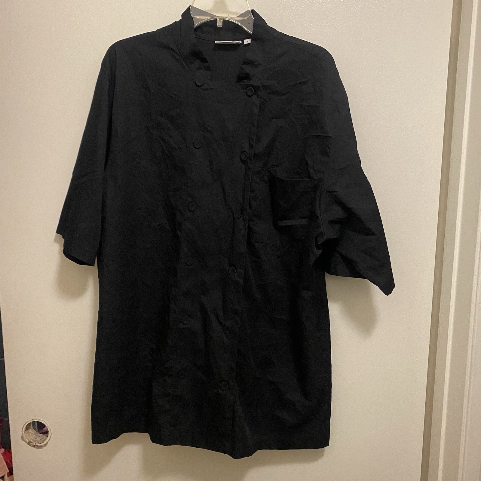 Chef Works Black Chef’s Coat L Large chest 46” Button Down Mens Womens