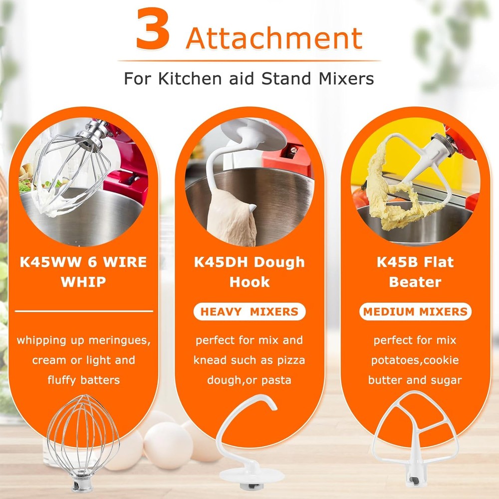 Stand Mixer Attachments 3-Piece Kit -Replace for Kitchen aid Accessories...