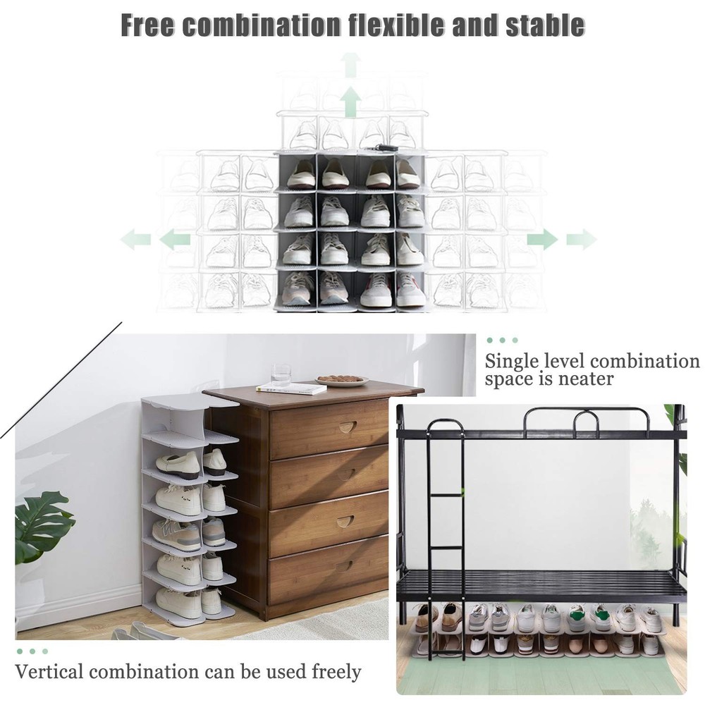 6-Tier Shoe Slots Organizer, Adjustable Vertical Narrow Stackable Shoes Rack ...