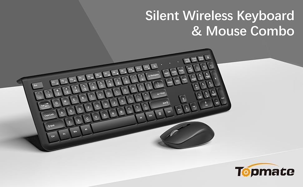 Topmate Wireless Keyboard Mouse Combo Set 2.4G For PC Laptop Computer Full Size