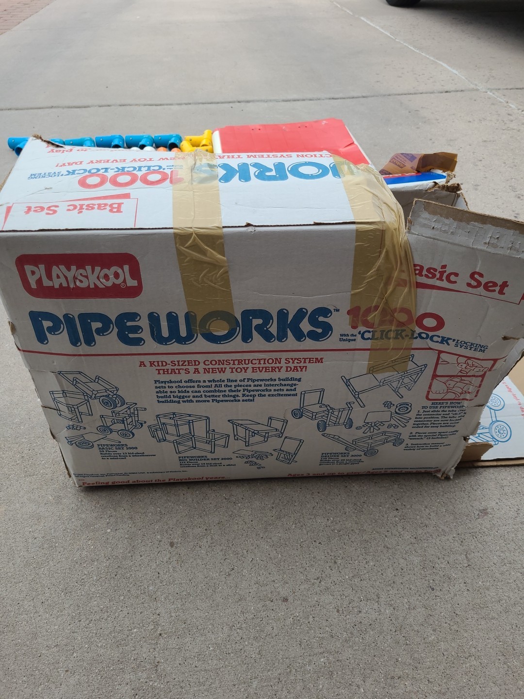 Vintage 1986 Playskool Pipeworks 1000 Basic Set Building Toy Broken Pieces