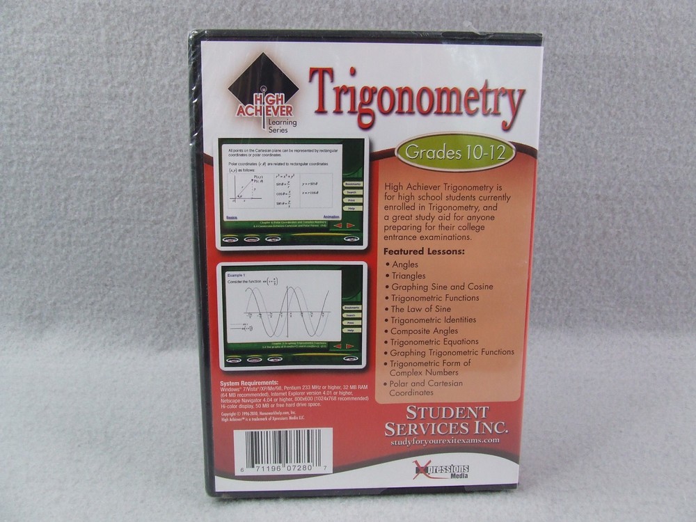 Trigonometry Grades 10-12 PSAT SAT ACT Test Preparation Software (PC CD-ROM)