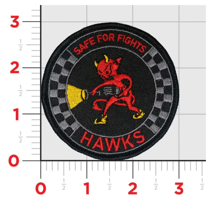 MARINE CORPS VMFA-533 HAWKS BLACK MAC SAFE EMBROIDERED PATCH HOOK & LOOP