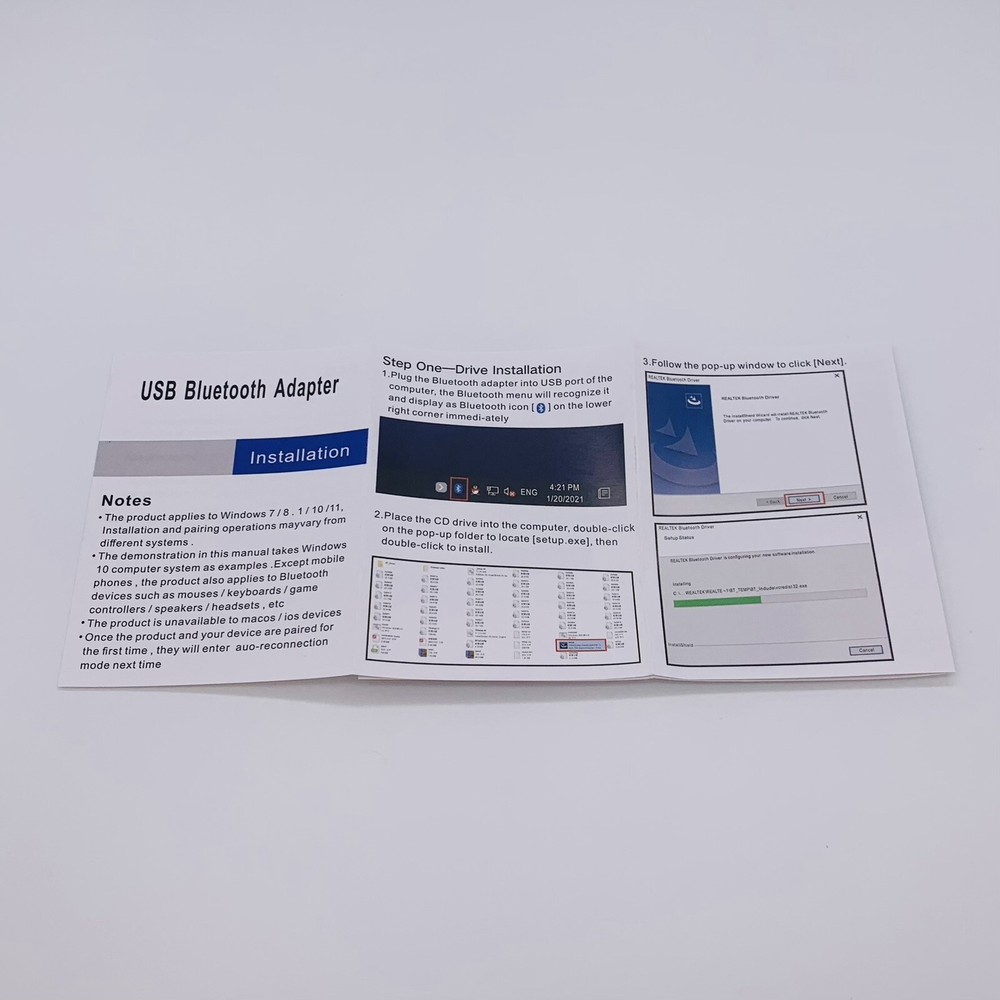 Bluetooth USB 5.0 Adapter Dual Mode 20m Desktop Mobile Laptop Headset - Open Box