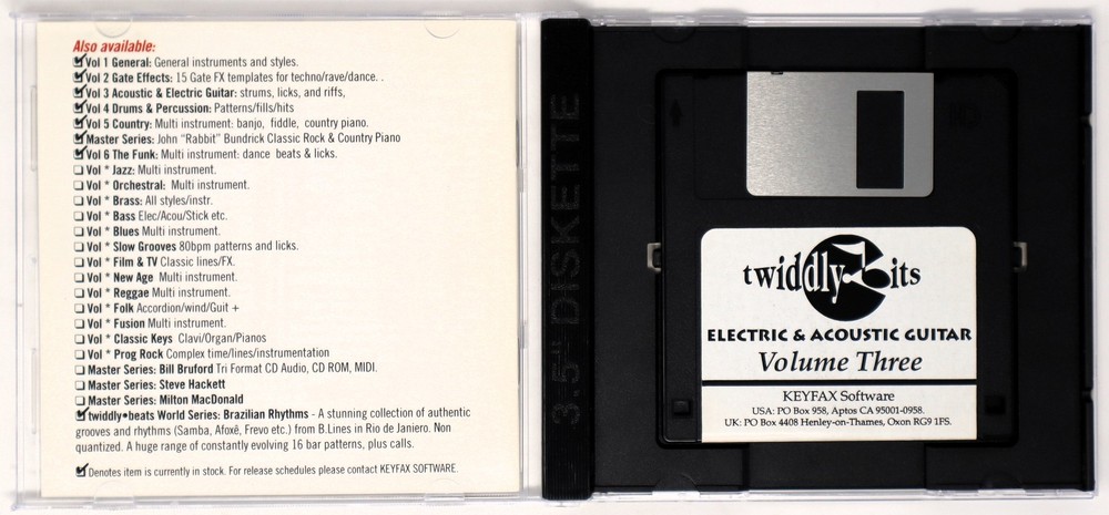 Keyfax Software Volume 3 Guitar 3.5 Floppy Disc MIDI Library