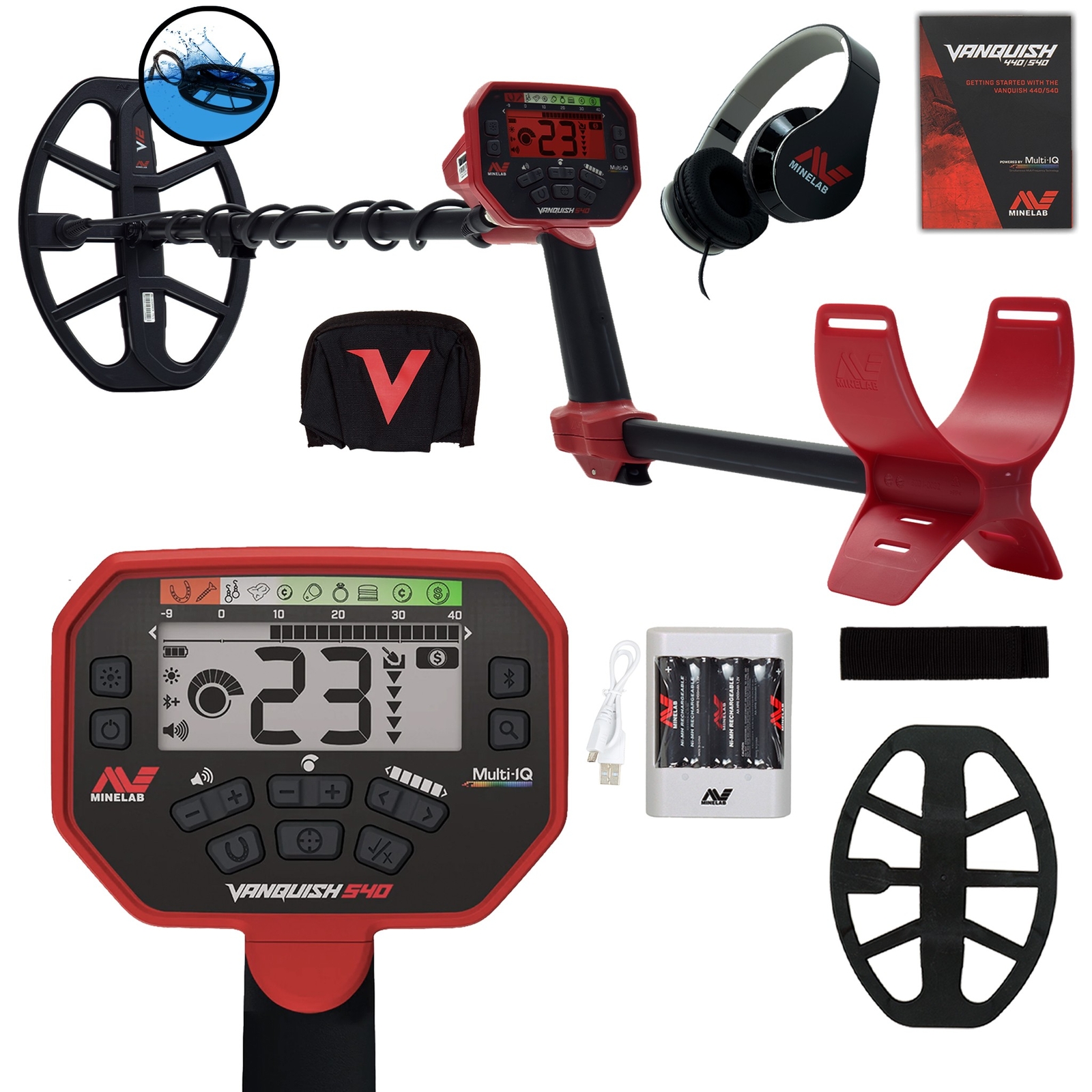 Minelab VANQUISH 540 Metal Detector with V12 12" x 9" Waterproof DD Coil