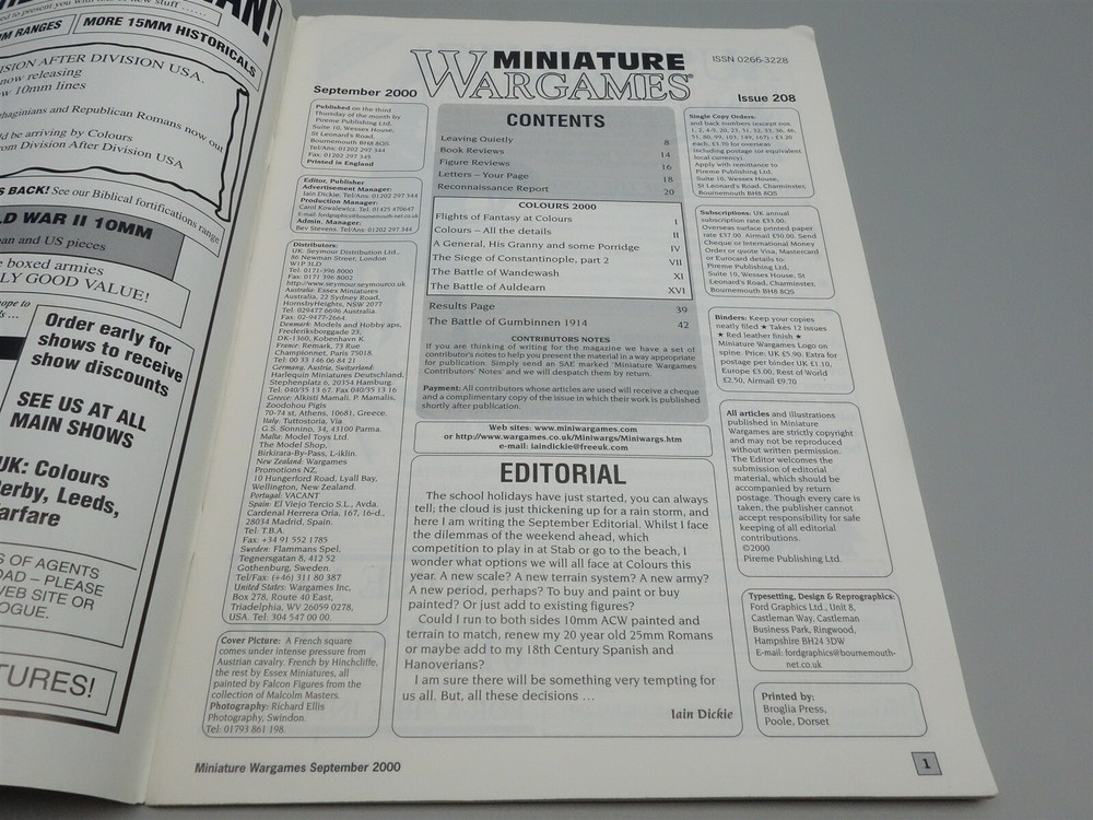 Miniature Wargames: Number 208