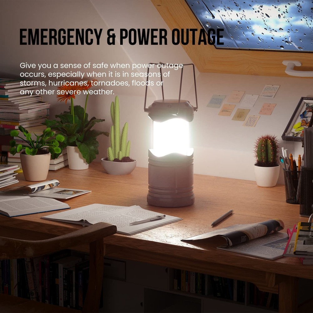Lichamp LED Camping Lantern, 4 Pack Battery Powered Medium, Dark Gray