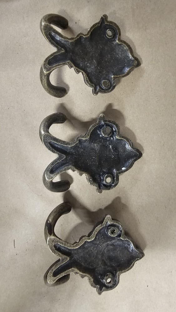 3 Vintage Victorian Cast Iron Wall Hooks