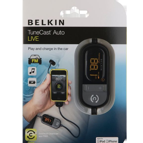 Belkin-AutoLive F8Z498TTP Tunecast FM Transmitter for Apple iPod iPhone4 4S 3 3G