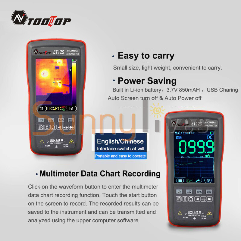 2-In-1 Thermal Imager Multimeter 2.8'' Touch Screen IR Thermal Camera Multimeter