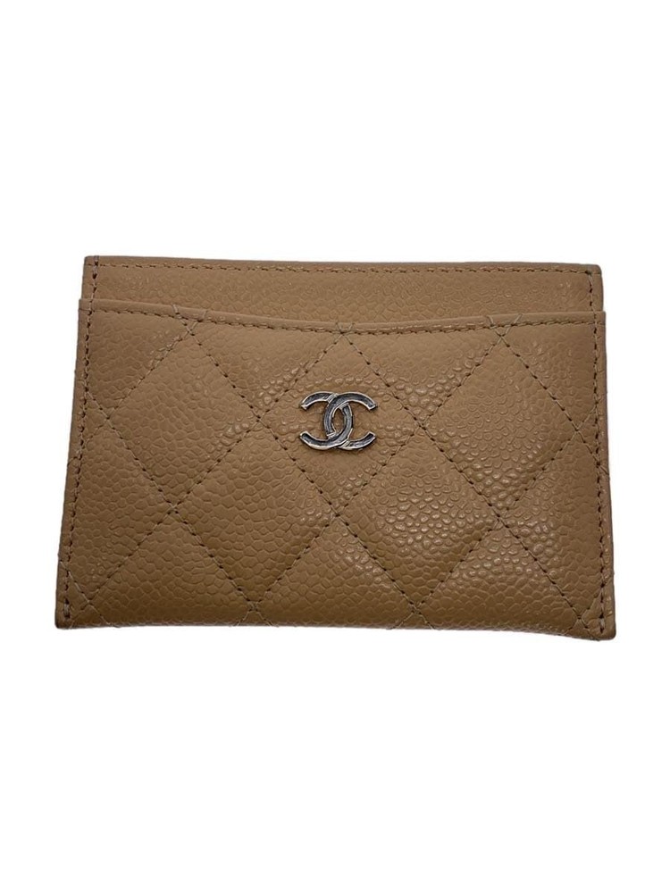 Card Case Leather BEG Women's Used