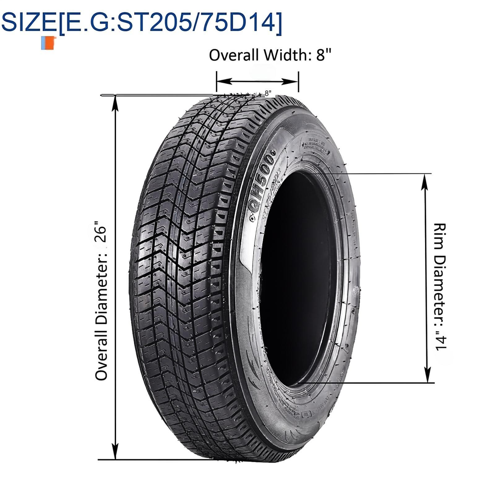Set Of 2 ST205/75D14 Trailer Tires 6 Ply Heavy Duty 205 75 14 Replacement Tyres