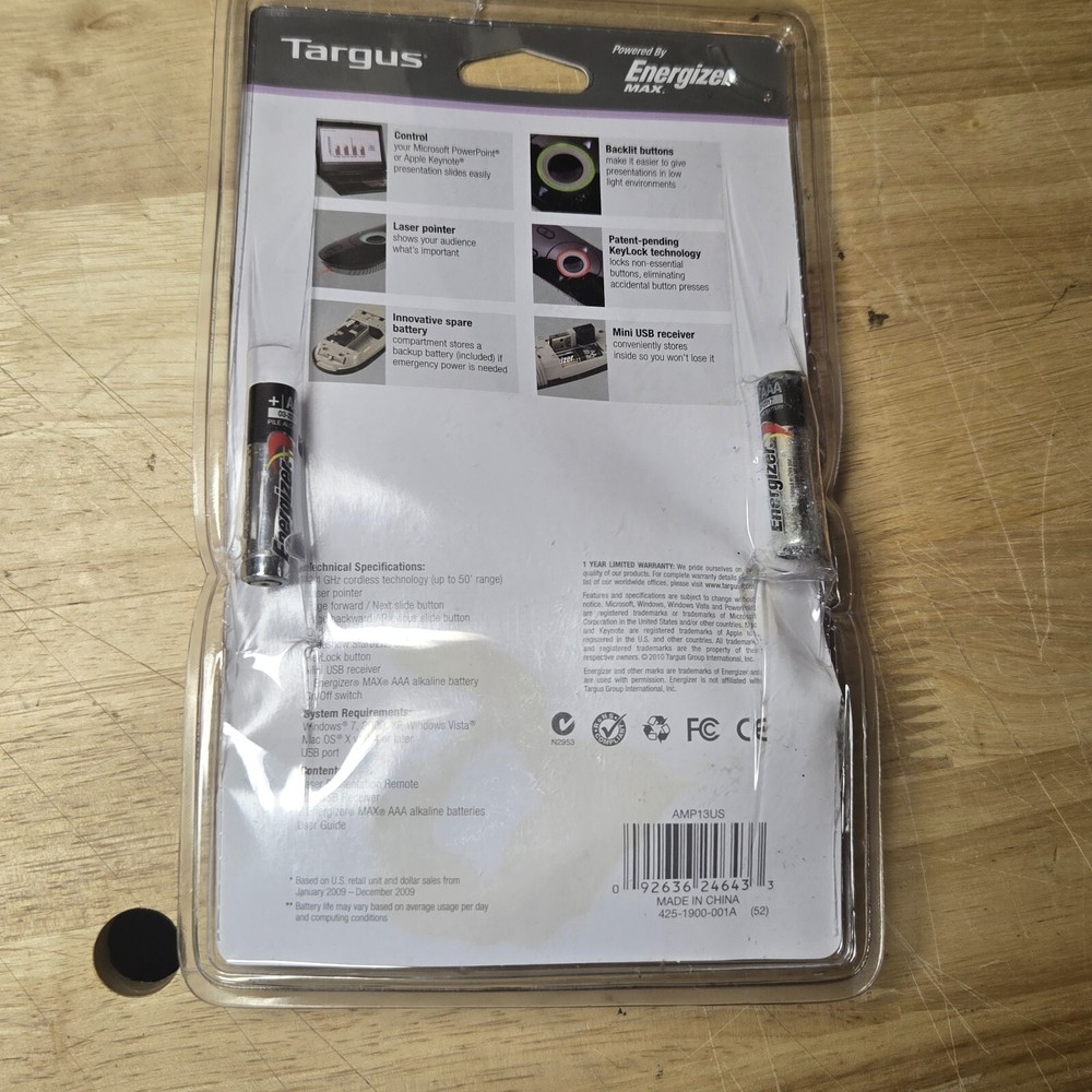 NEW Targus Laser USB Power Point Presentation Remote / PC & Mac Compatible READ