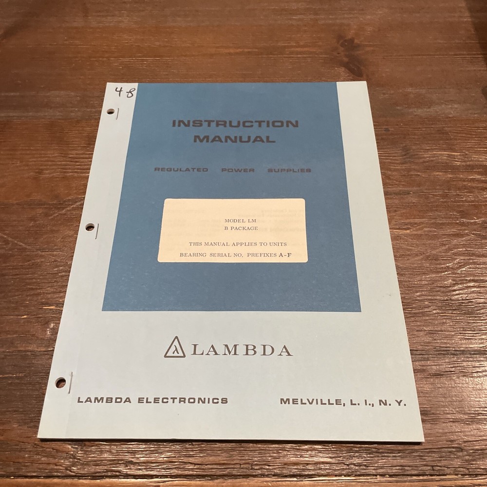 Lambda Model LM B Package Regulated Power Supply Prefixes A-F Instruction Manual