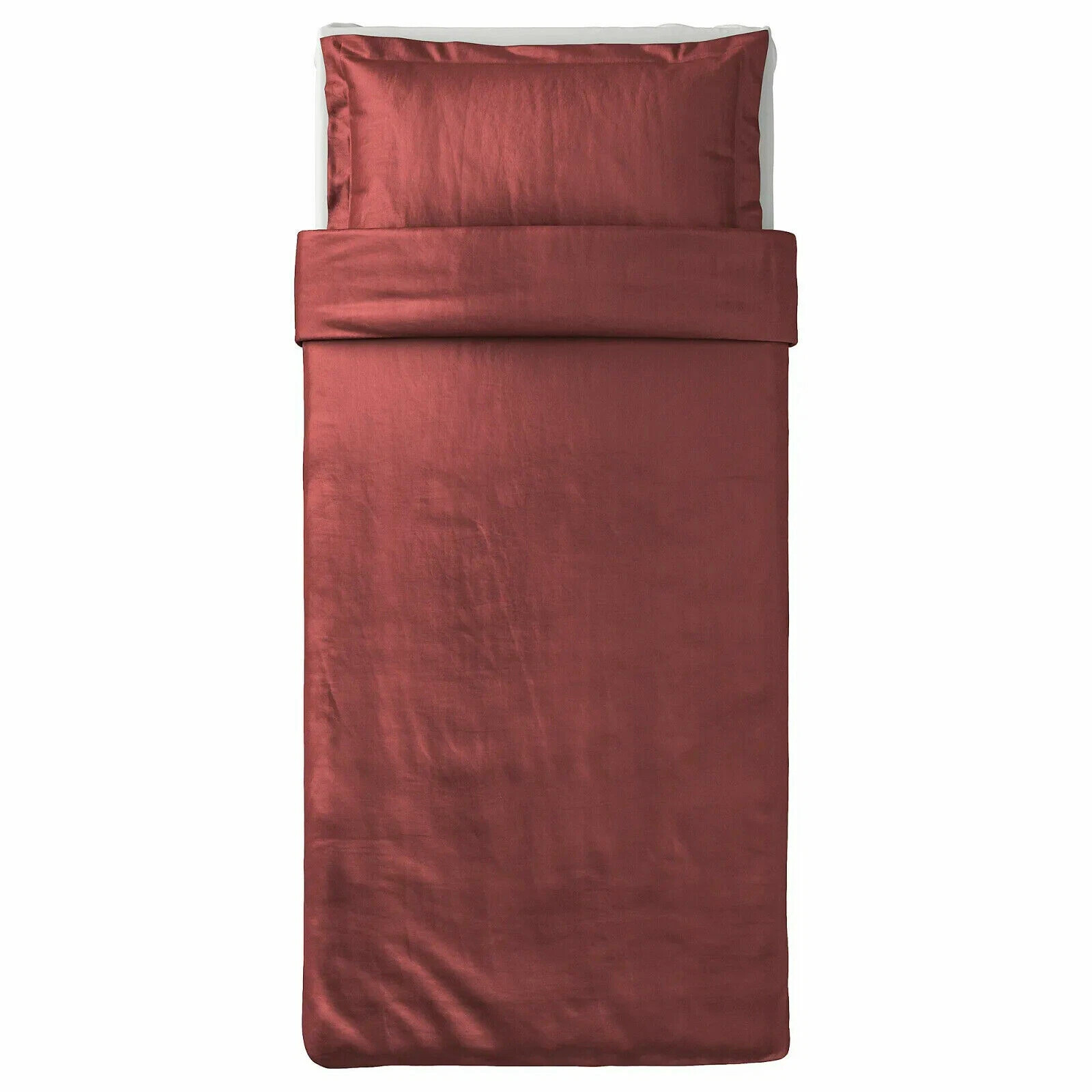 New Ikea LUKTJASMIN Twin Duvet cover + pillowcase, Red-Brown