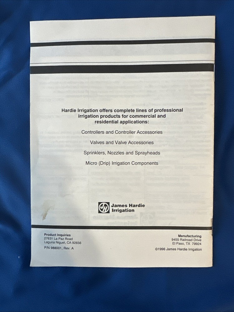 Rain Dial Controller 6,9&12 Installation & Programming PAPER Guide James Hardie