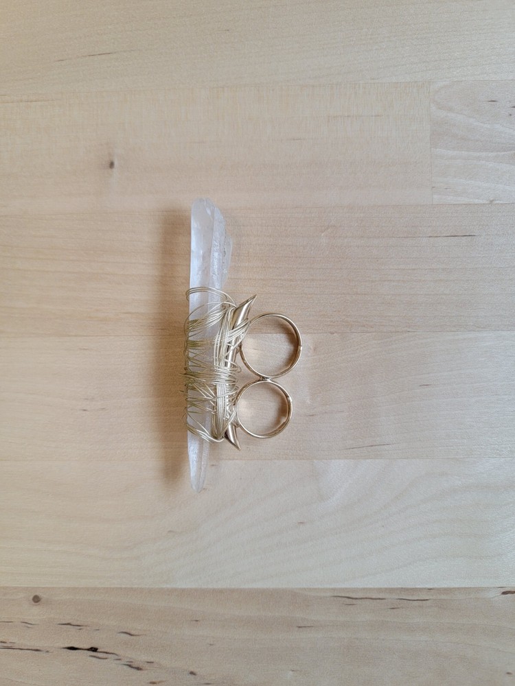 Large 3.5 Inch Clear Quartz Wire Wrapped Ring