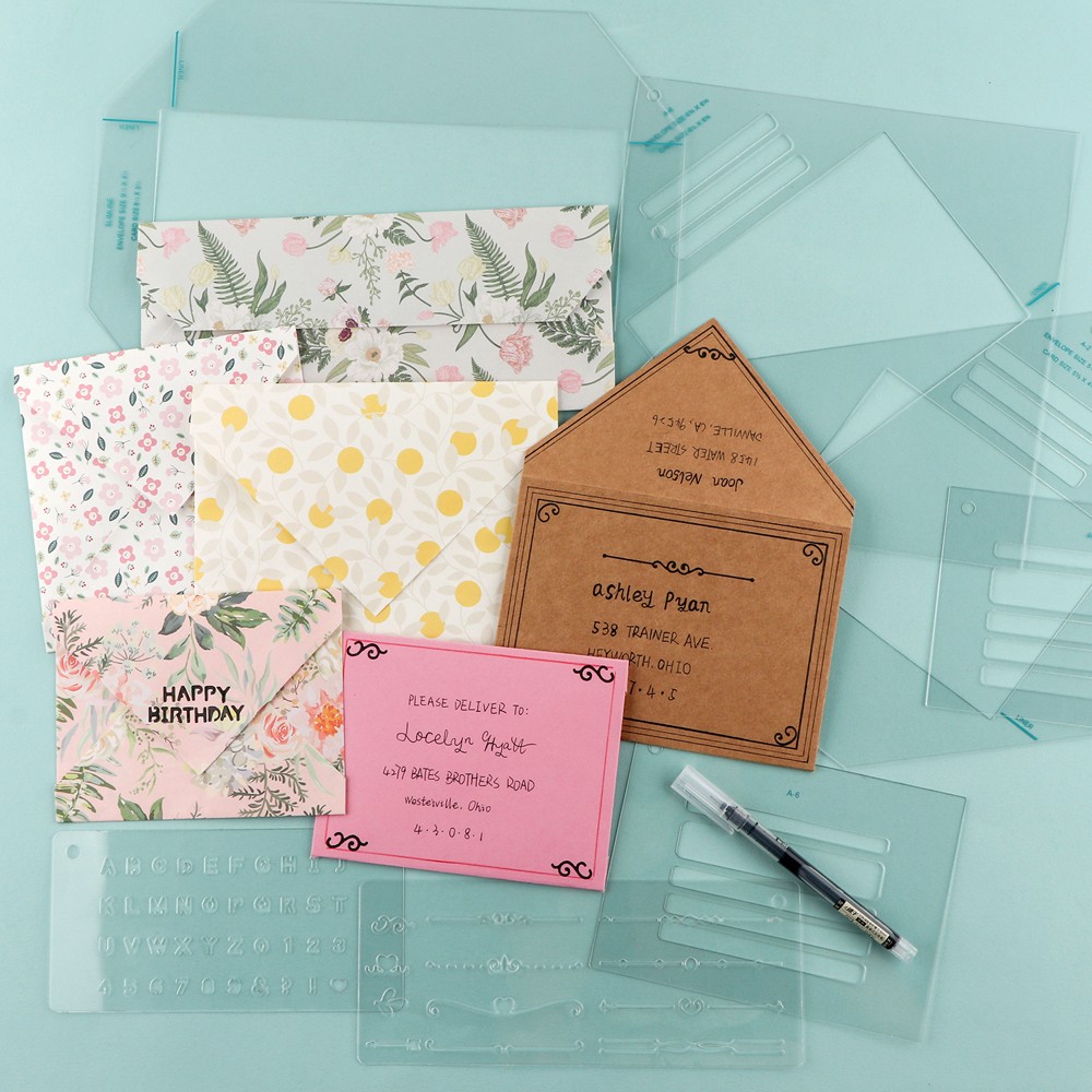 17pcs/Set Envelope Tear Templates Envelope Maker Guide DIY Scrapbooking Tool Kit