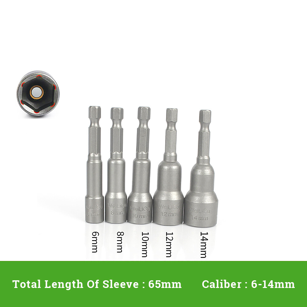 Hex Magnetic or No magnetic Nut Driver Socket Set Wrench 1/4" Impact Drill Bits