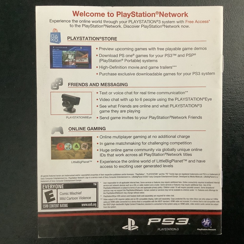 Infamous 1 PS3 PlayStation 3 Instruction Manual Only