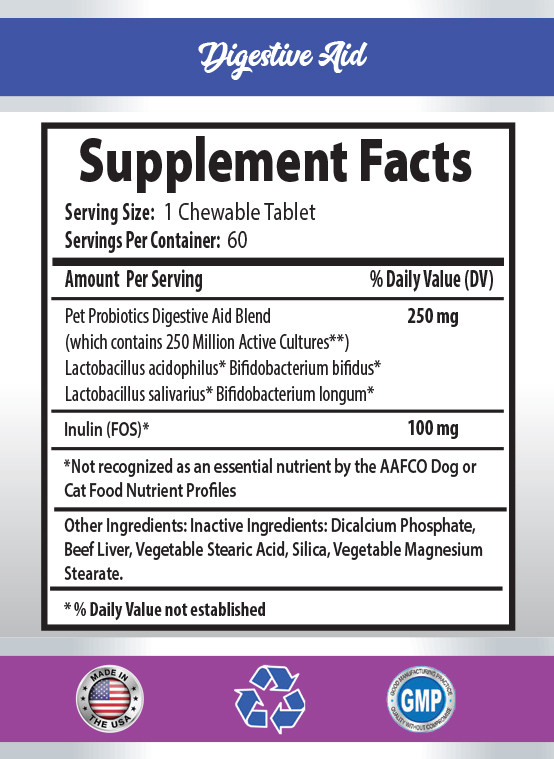 cat digestive support - CAT DIGESTIVE AID 2B- cat probiotic chew