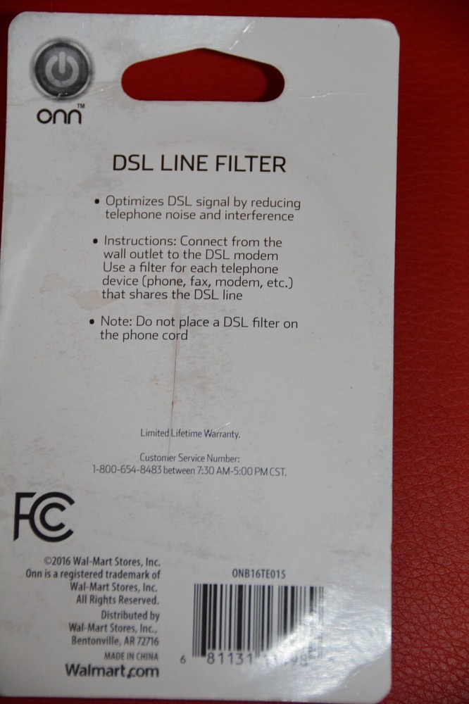 New ONN DSL Line Filter ONB16TE015 White