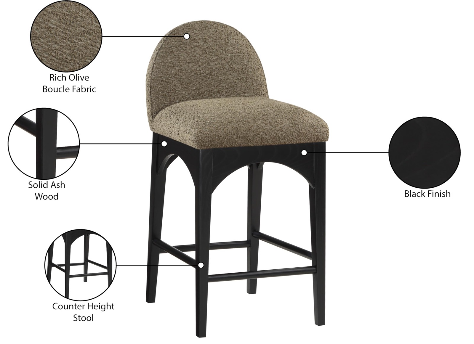 Meridian Furniture 395Olive-C Waldorf Collection Art Deco unspecified, Olive