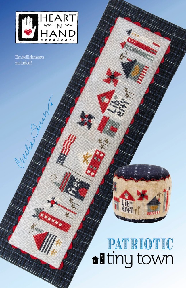 Heart in Hand Counted Cross Stitch Pattern ~ Patriotic Tiny Town ~