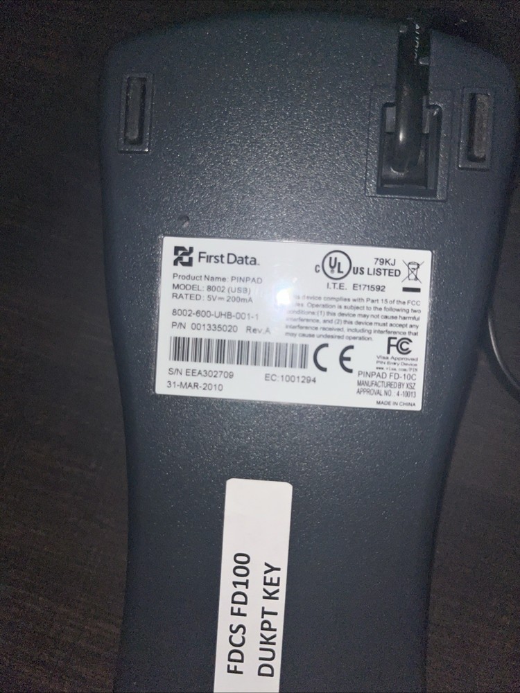 First Data FD-10 Pin Pad Credit Card Terminal Reader