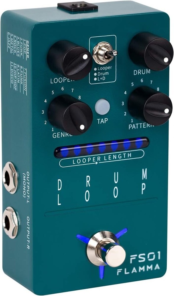 Versatile Drum Machine & Phrase Loop Pedal with 121 Rhythms - Compact Size