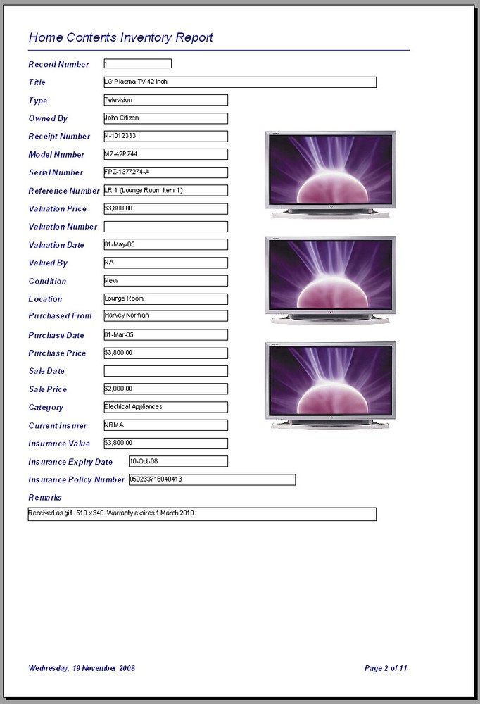 Home Contents Inventory Database Software CD also Supplied by DOWNLOAD FAST