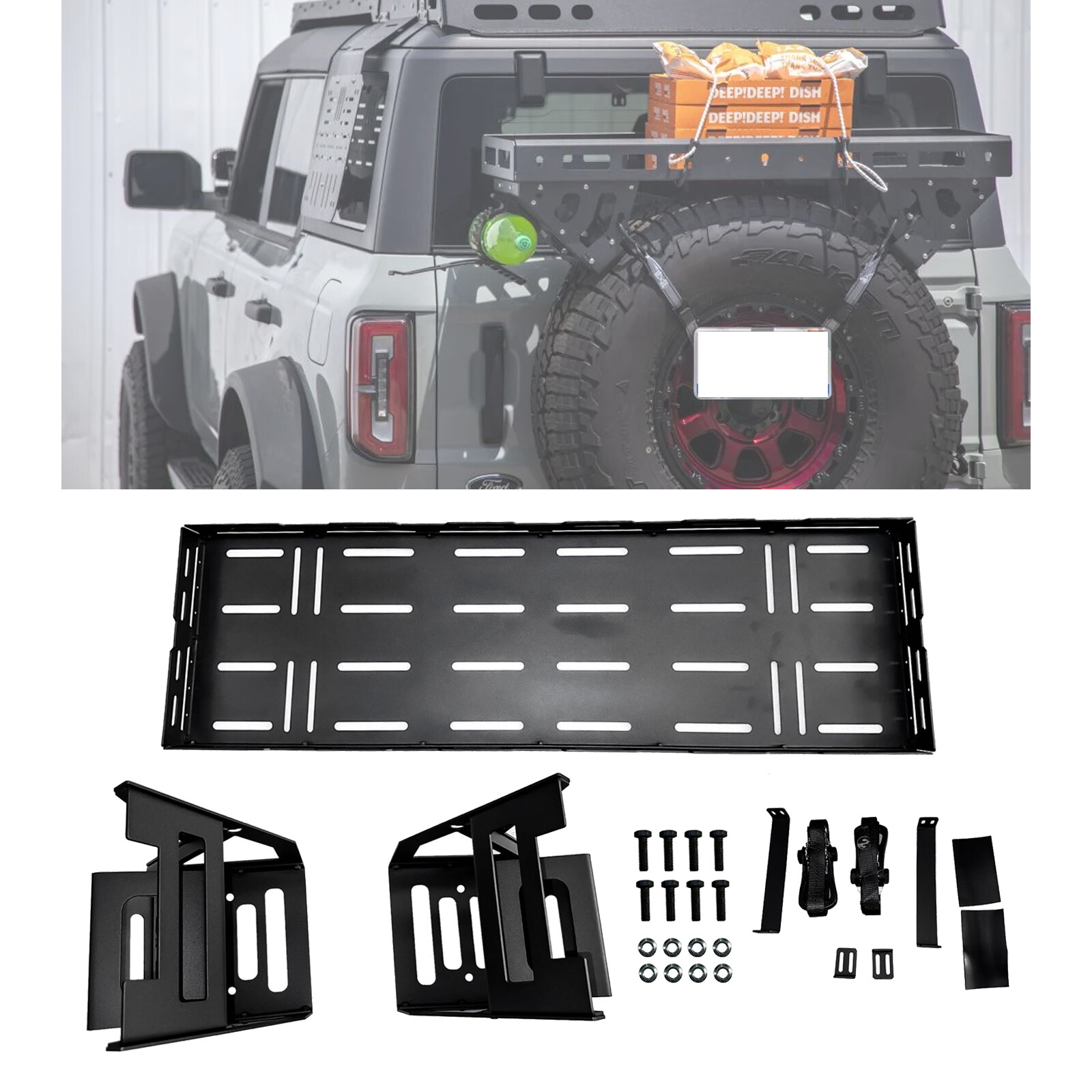 Fit 76-24 Jeep Wrangler Rear Cargo Basket Rack Spare Tire Utility Storage Basket