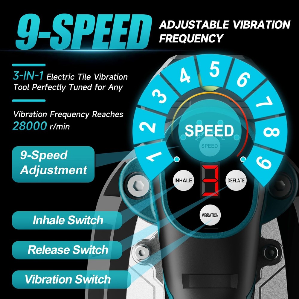 Cordless Tile Vibration Tool, Tile Vibration Leveling Machine with 2 × 1500ma...