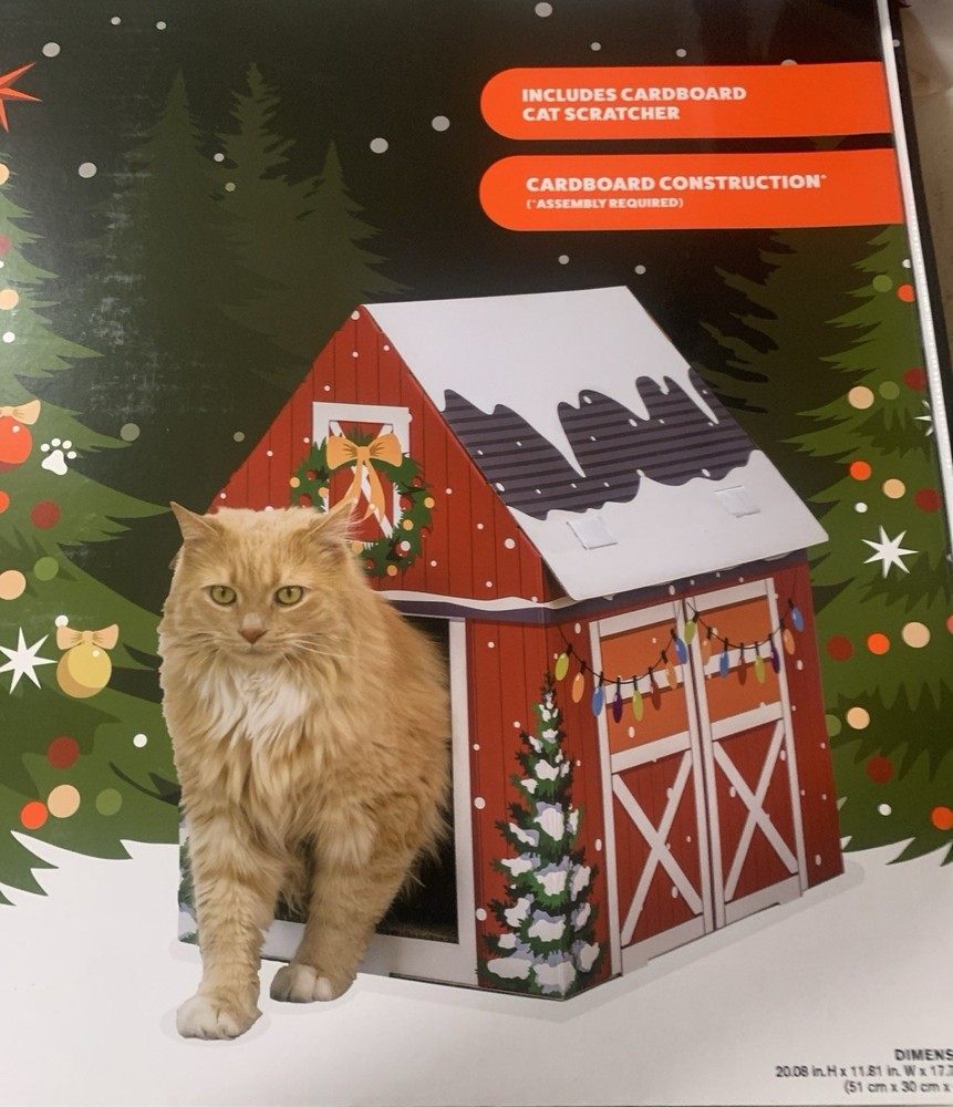 Paws & Claws Cardboard Cat Barn With Scratcher