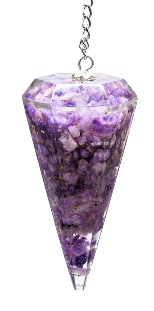Lepidolite Orgone Crystal Pendulums