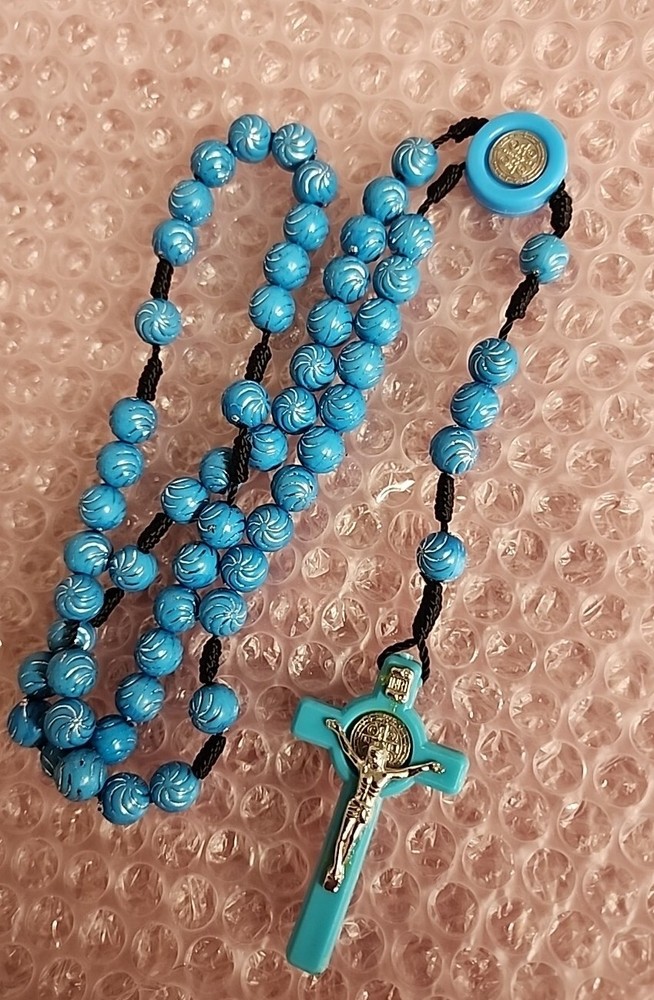 CHRISTIAN     CATHOLIC SAINT  BENEDICT Cord Rosary Beads  12"