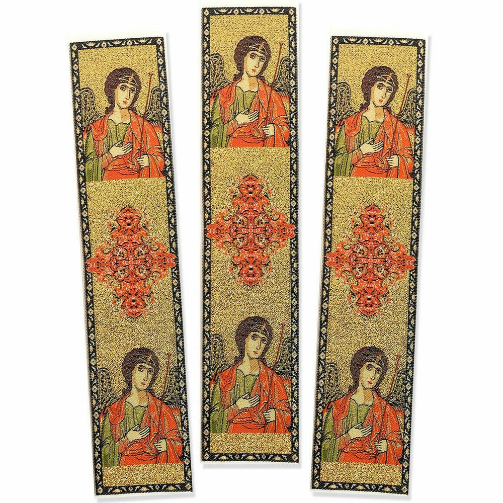 Set of 3 Saint Michael Tapestry Book Markers Textile Art 9 1/8"x2"