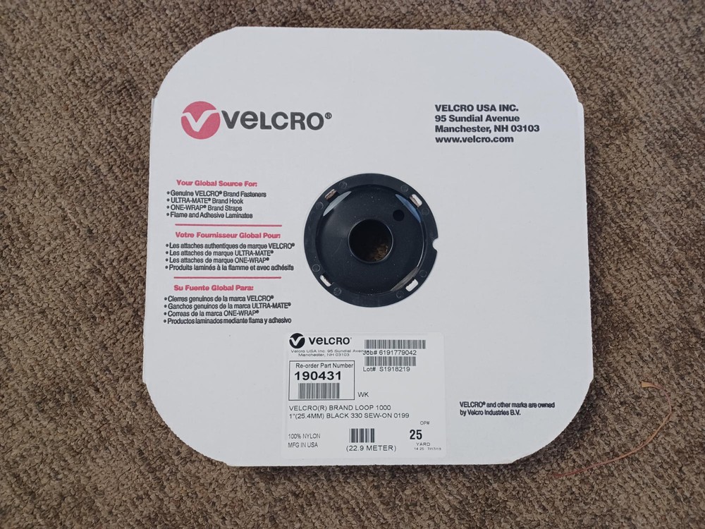 VELCRO® BRAND HOOK AND LOOP - Sew ON 1" Black .... Both Hook and Loop.. 25yds