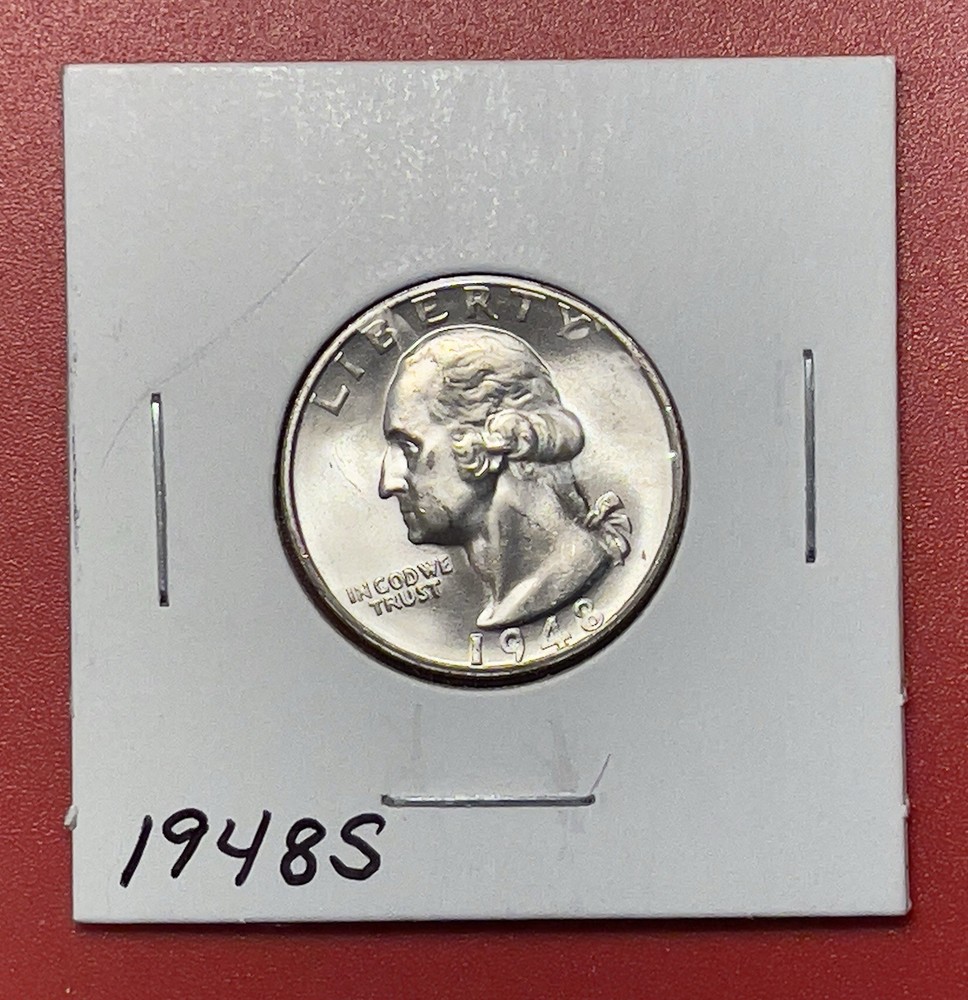 1948 S Washington Silver Quarter, Gem Uncirculated.