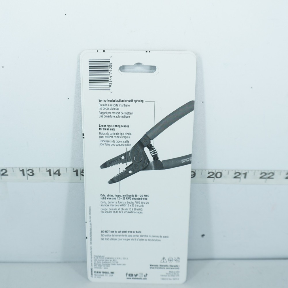 NEW - KLEIN TOOLS 1011 WIRE STRIPPER/CUTTER 10-20 SOLID, 12-22 AWG STRANDED