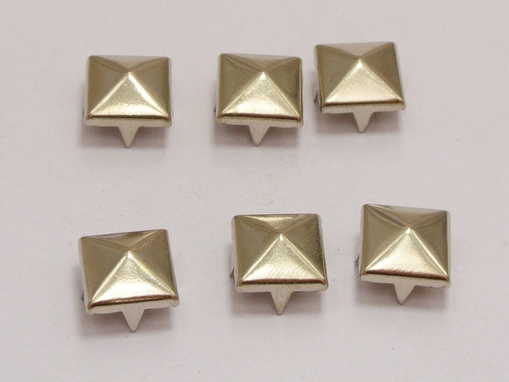100 Pcs Silver Square Pyramid Claw Punk Studs Rivets 7mm-10mm for Belt Leather