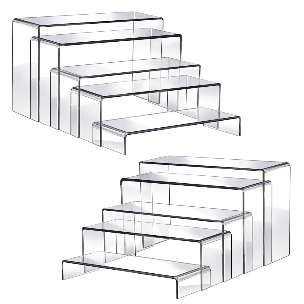 Fixwal 10pcs 2 Set Acrylic Risers for Display Clear Perfume Organizer Stands ...