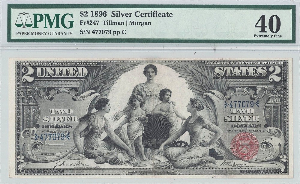 1896 $2 Silver Certificate Fr-247 PMG-40