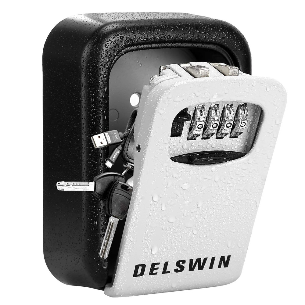 Wall Mounted Key Lock Box - Weatherproof Combo LockBox with 4-Digit Combinati...